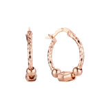 Pendientes de aro con cuentas dobles en oro de 14 quilates, oro rosa, chapado en dos tonos