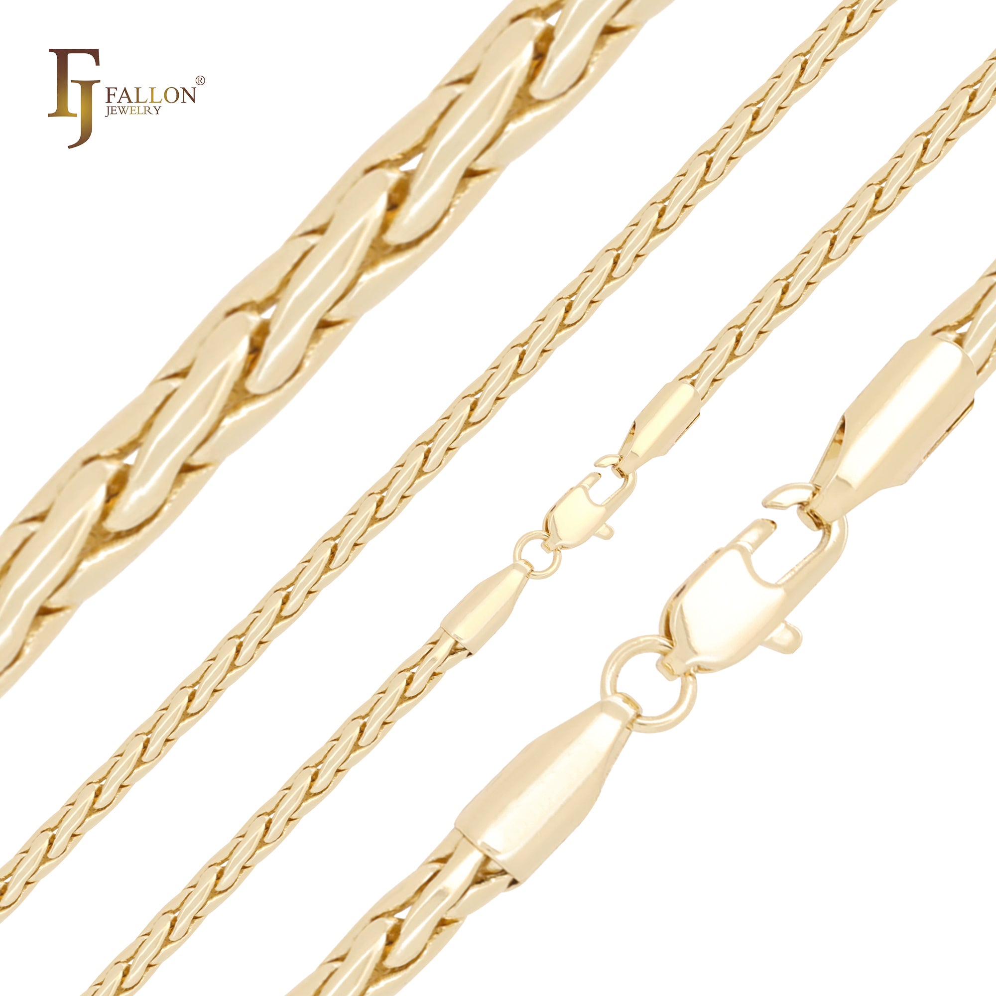 Cadenas finas de trigo Spiga en oro de 14 quilates y oro rosa