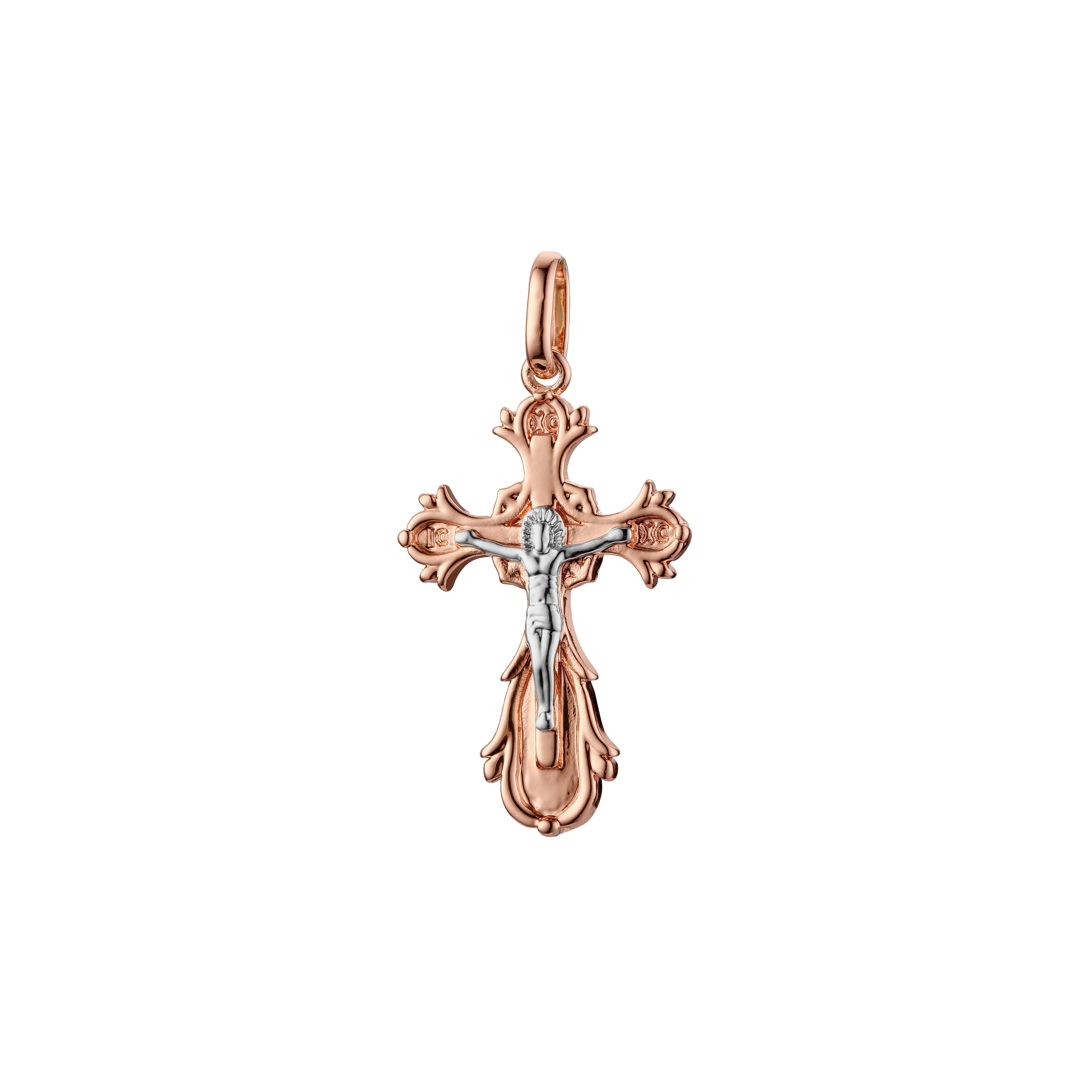 Maltese Eastern Orthodox Russian pendant in Rose Gold two tone, 14K Gold plating colors