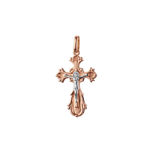 Maltese Eastern Orthodox Russian pendant in Rose Gold two tone, 14K Gold plating colors