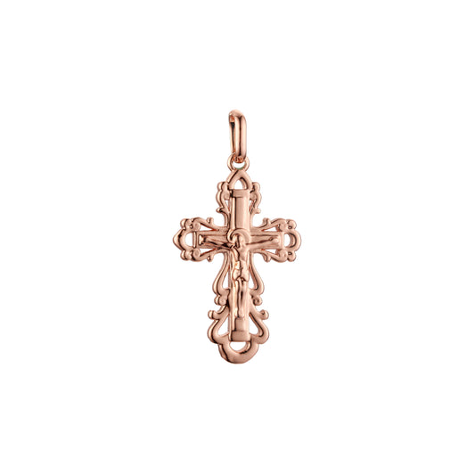 Eastern Orthodox Russian budded pendant in Rose Gold & 14K Gold plating colors