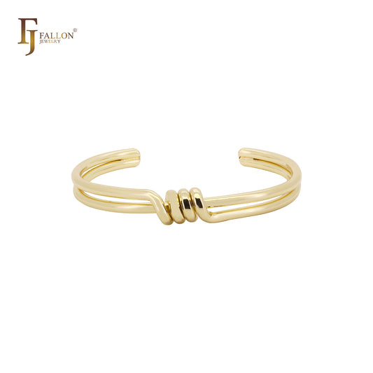 Pulseras de oro de 14 quilates, oro rosa y oro blanco con doble alambre trenzado