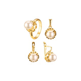 .Solitario minimalista con flor de perla bañado en Oro 18K, Oro Rosa