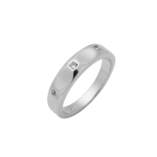 Anillo de bodas con circonitas blancas en oro de 14 quilates y oro rosa.