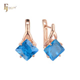 Aretes en Oro 14K, Oro Blanco, Baño en Oro Rosa colores