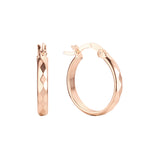 14K ゴールド、ローズゴールド メッキ色のフープ イヤリング