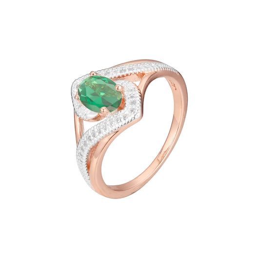 Solitario bicolor en oro rosa con grandes piedras