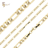Cadenas martilladas con eslabones Figaro chapadas en Oro 14K