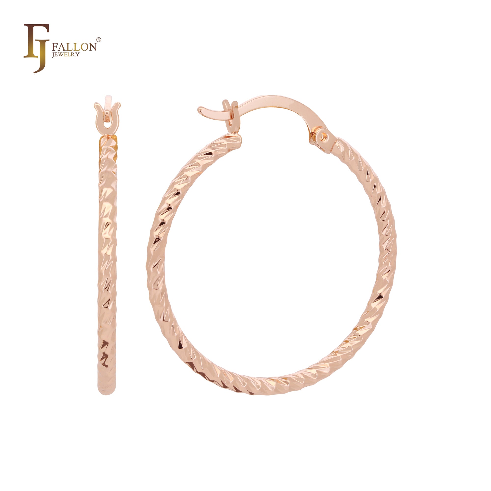 Серьги-кольца из крученой веревки с текстурой из 14-каратного золота, розового золота, белого золота