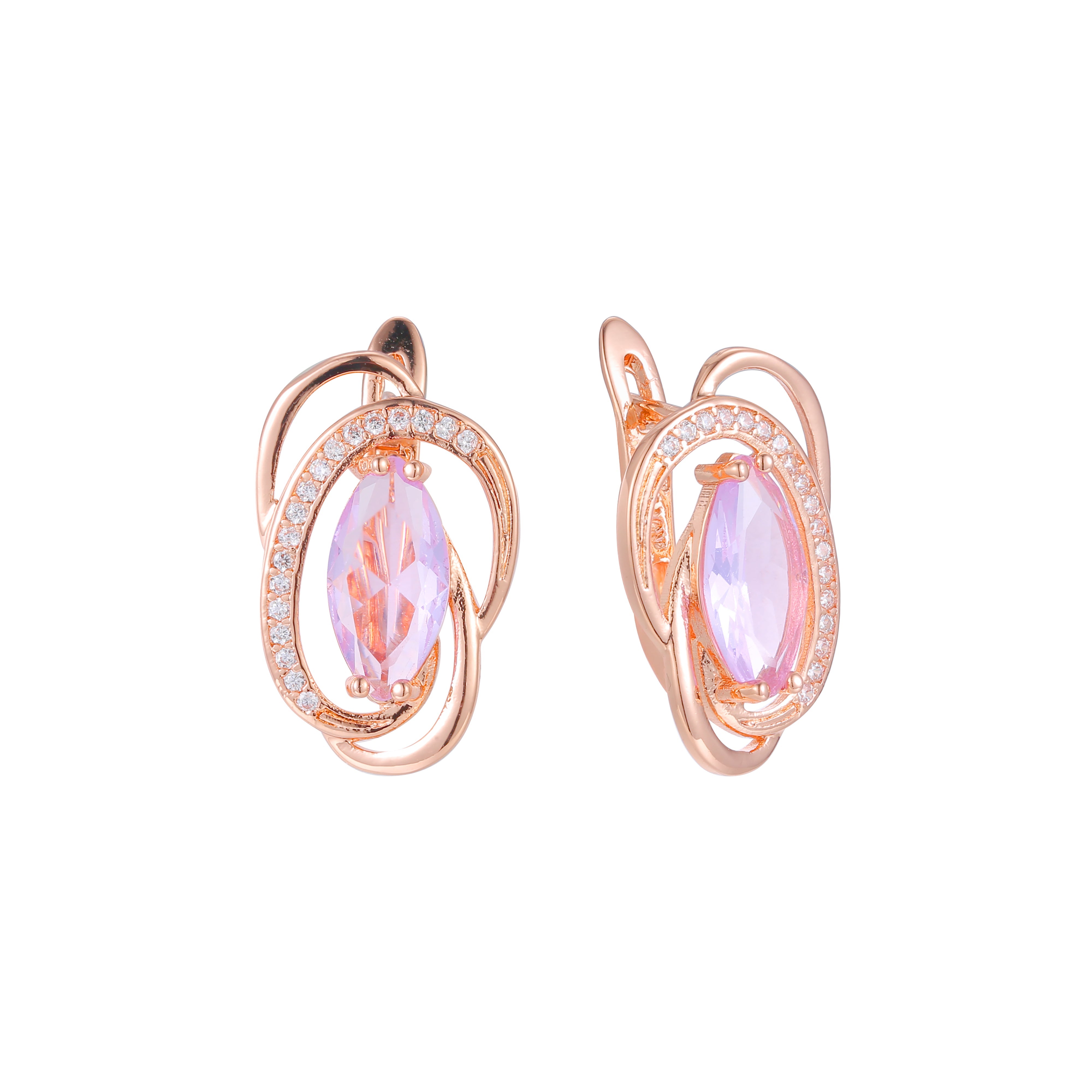 Серьги Solitaire Marquise из 14-каратного золота, розового золота, двухцветные