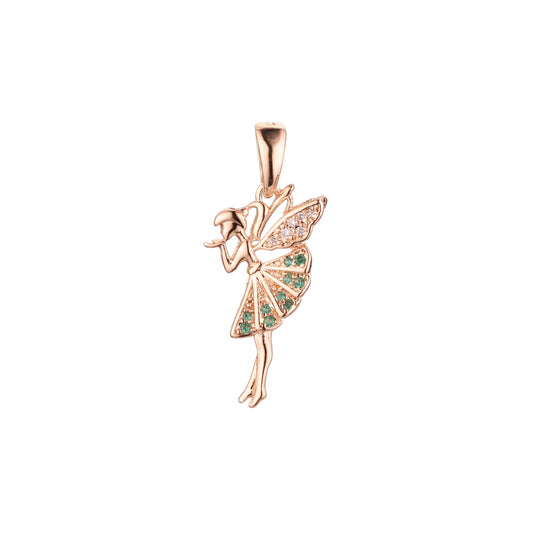 .Pingente de fada em ouro rosa, ouro 14K, duas cores de revestimento