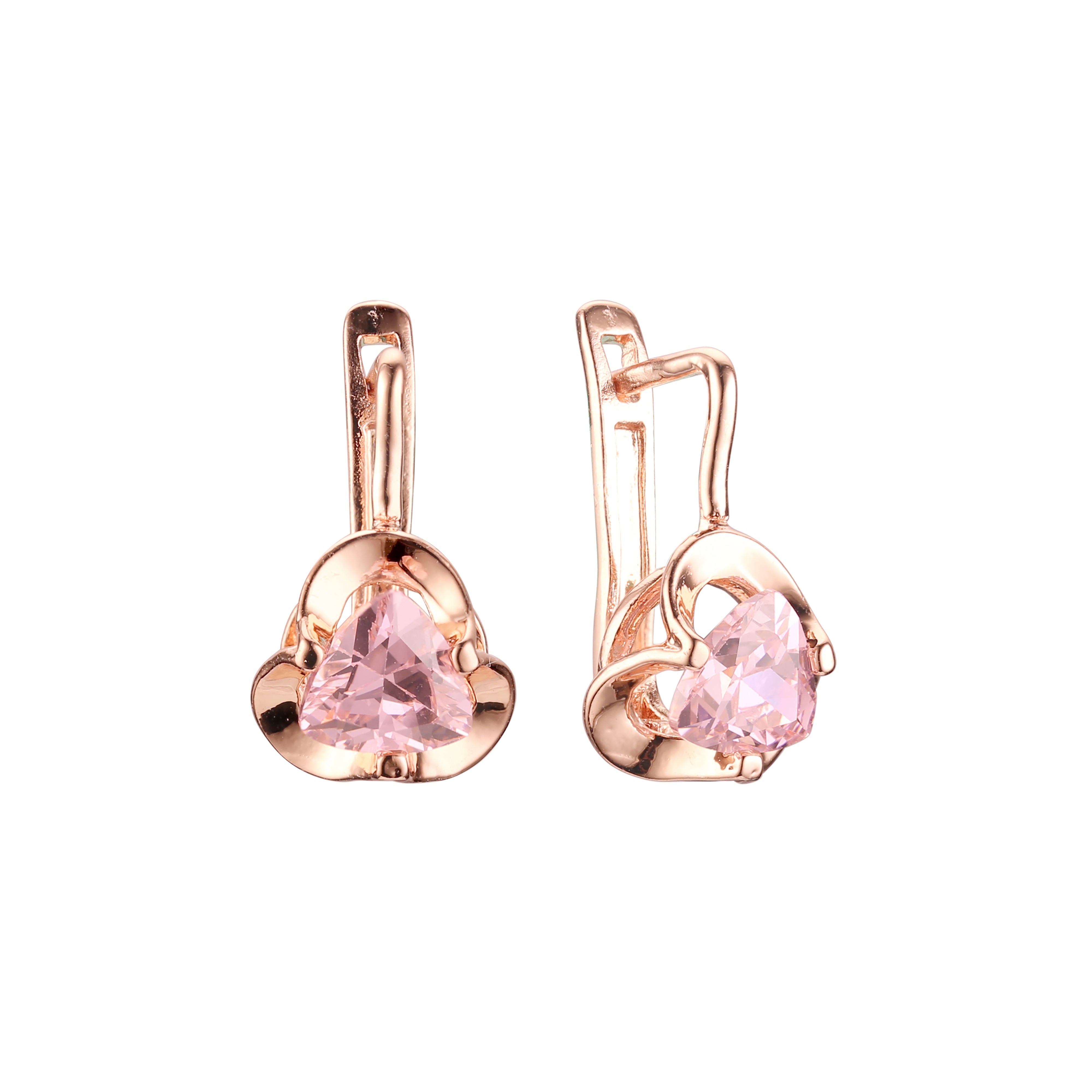 .Pendientes de circonita blanca con solitario con garras de oro rosa
