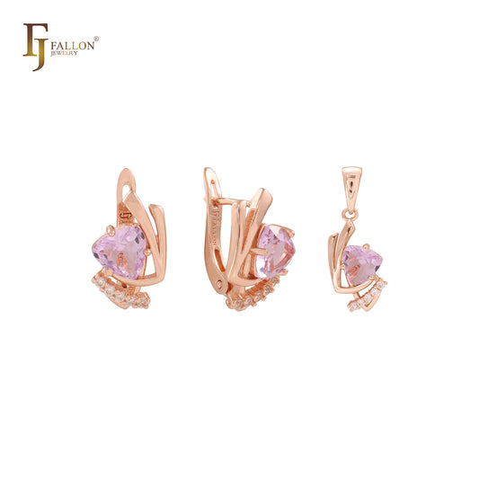 Conjunto de oro rosa con colgante
