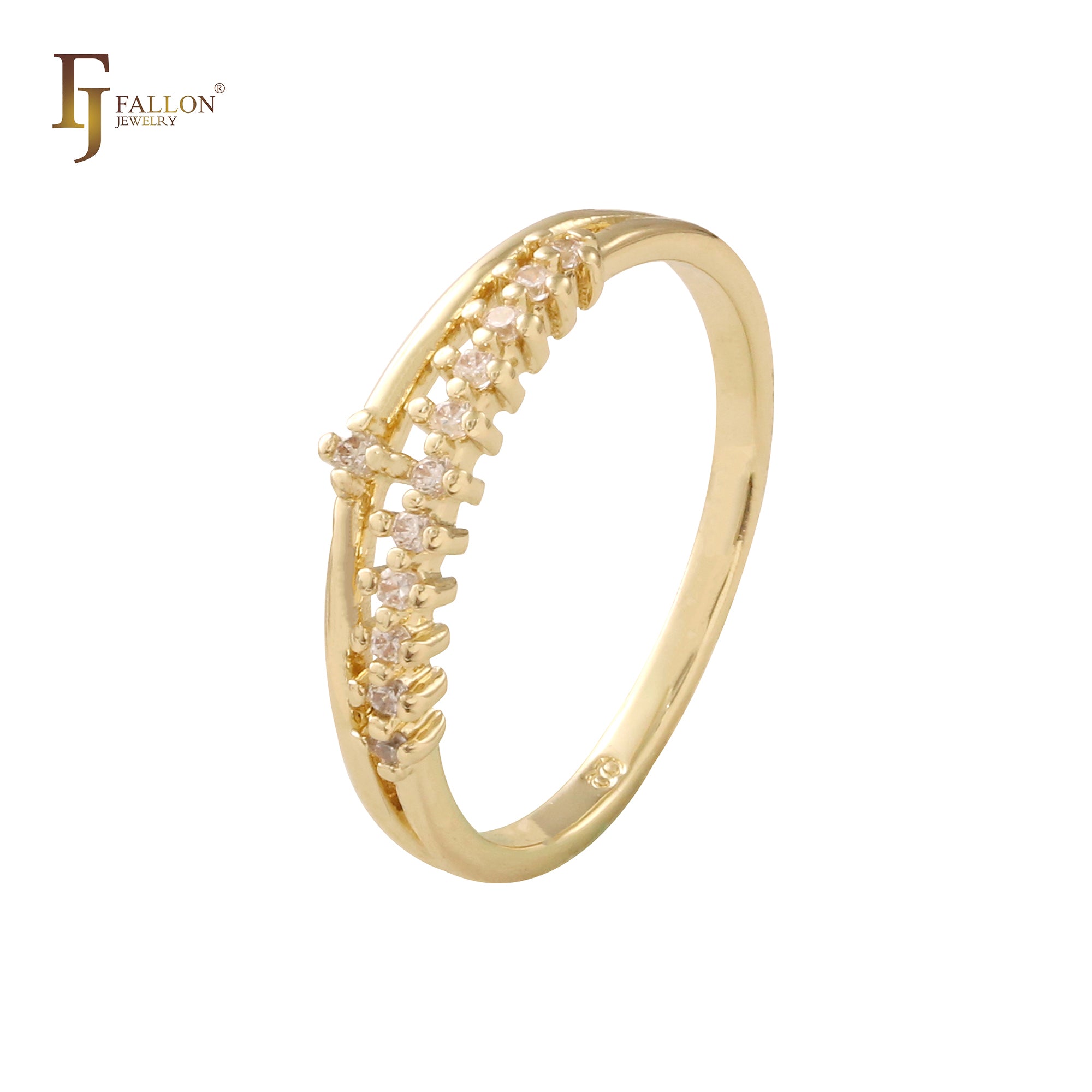 Alianza de boda Eternity con circonitas blancas pavimentadas Anillos de oro de 14 quilates