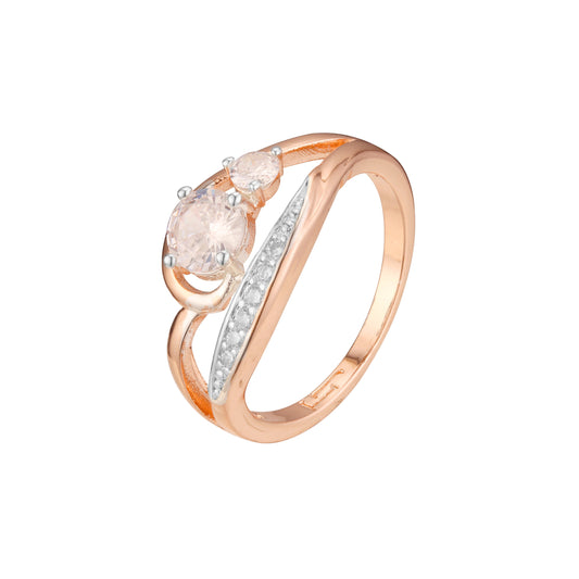 Anillos solitarios de dos tonos de oro rosa con adoquines