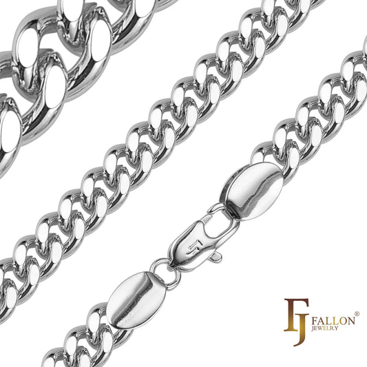.Classic Miami Style SF [Surface Flatten] Cuban link chains plated in White Gold