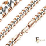 .Cadenas de eslabones cubanos estilo Miami clásicas chapadas en oro rosa, dos estilos y dos tonos SF