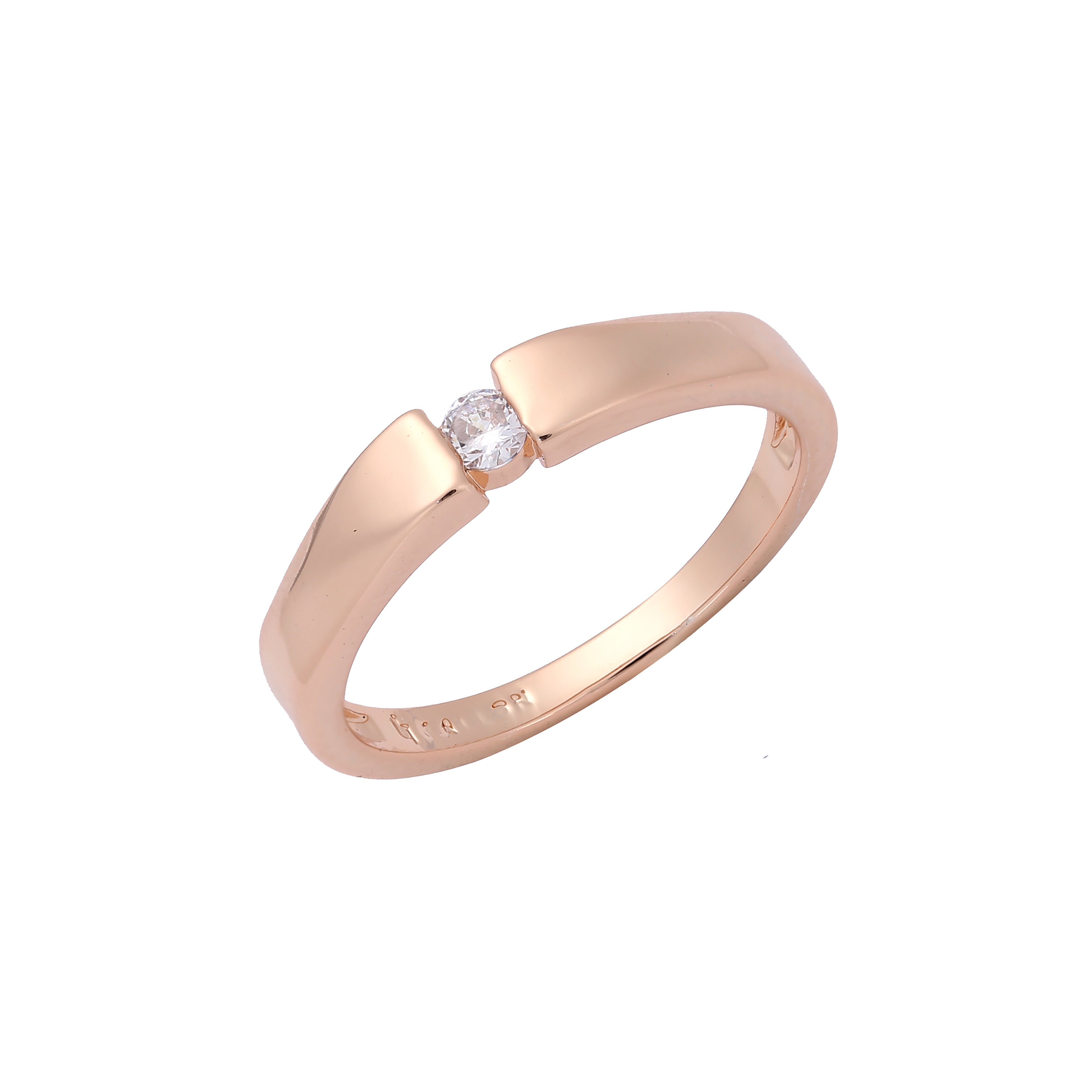 Spannungs-Solitärringe aus 14 Karat Gold mit weißen Zirkoniasteinen, Roségold
