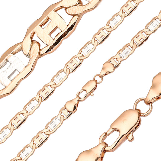 Cadenas de eslabones Mariner H chapadas en Oro 14K, dos tonos [Rough Face]
