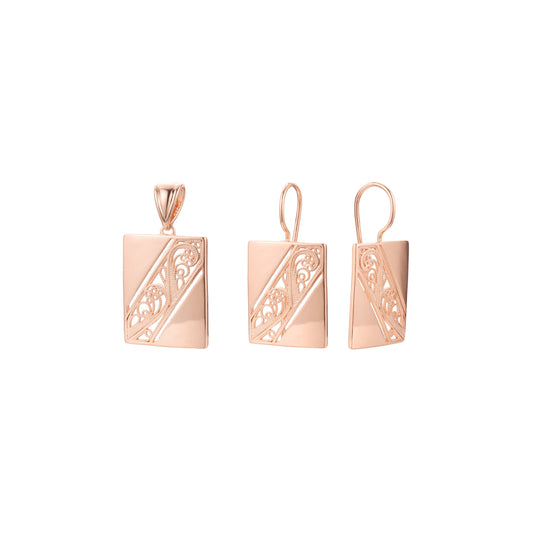 Conjunto de filigrana renacentista de oro rosa