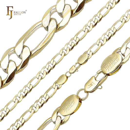 Correntes clássicas de ouro 14K Figaro link [Médio 5mm-9mm]