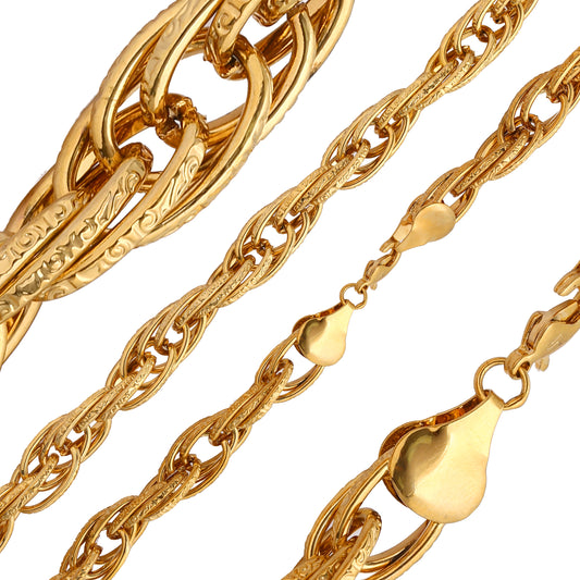 Correntes de corda marteladas banhadas a ouro 14K