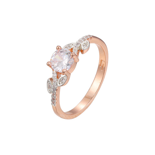 Anillos solitarios de dos tonos de oro rosa con adoquines