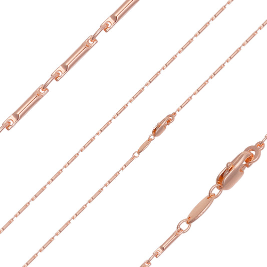 Cadenas de oro rosa de eslabón fino cilíndrico de grano de cebada