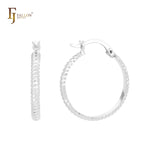 Aros de oro de 14 quilates, oro rosa y oro blanco con textura de cuerda redondeada