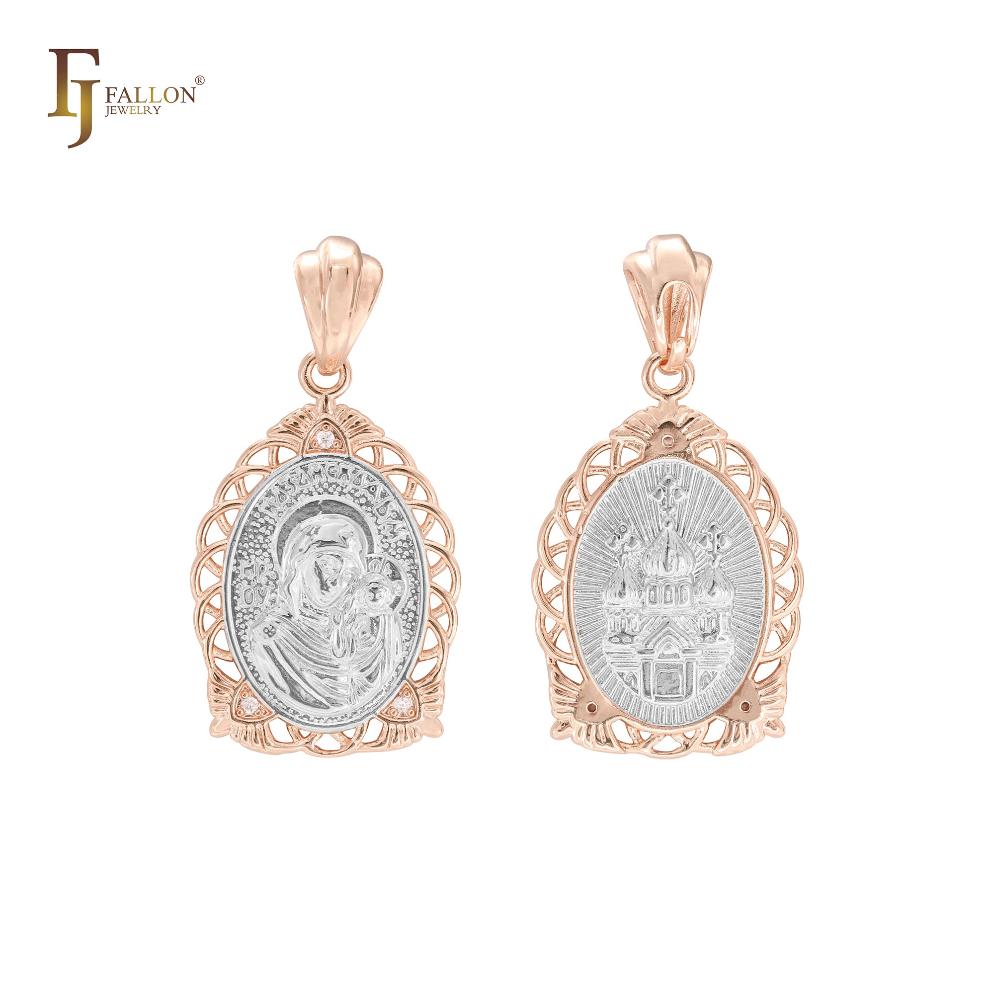 Virgin Mary Our lady of Kazan 14K Gold, Rose Gold, White Gold Religious pendant