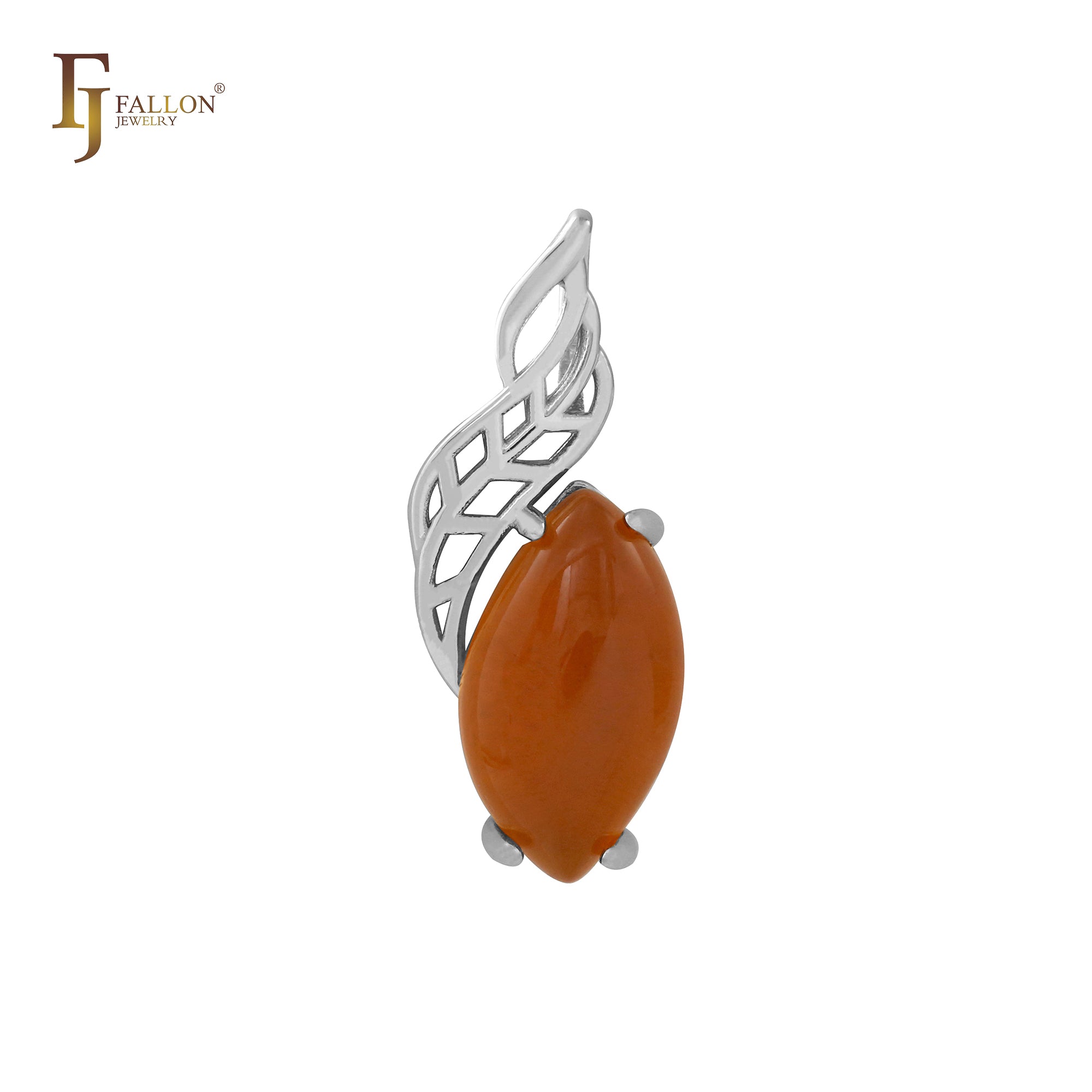 Marquesa ámbar naranja rojo solitario 14K oro, oro blanco, colgante de oro rosa
