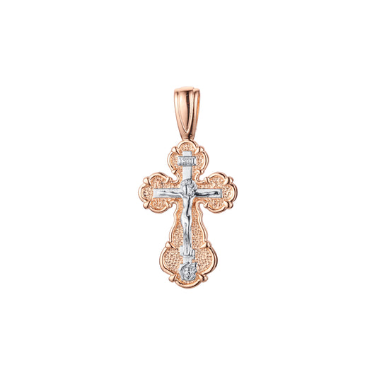 Eastern Orthodox Russian budded pendant in Rose Gold two tone, 14K Gold plating colors