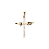 Cluster White CZs Angel's wings 14K Gold, Rose Gold, 18K Gold pendant