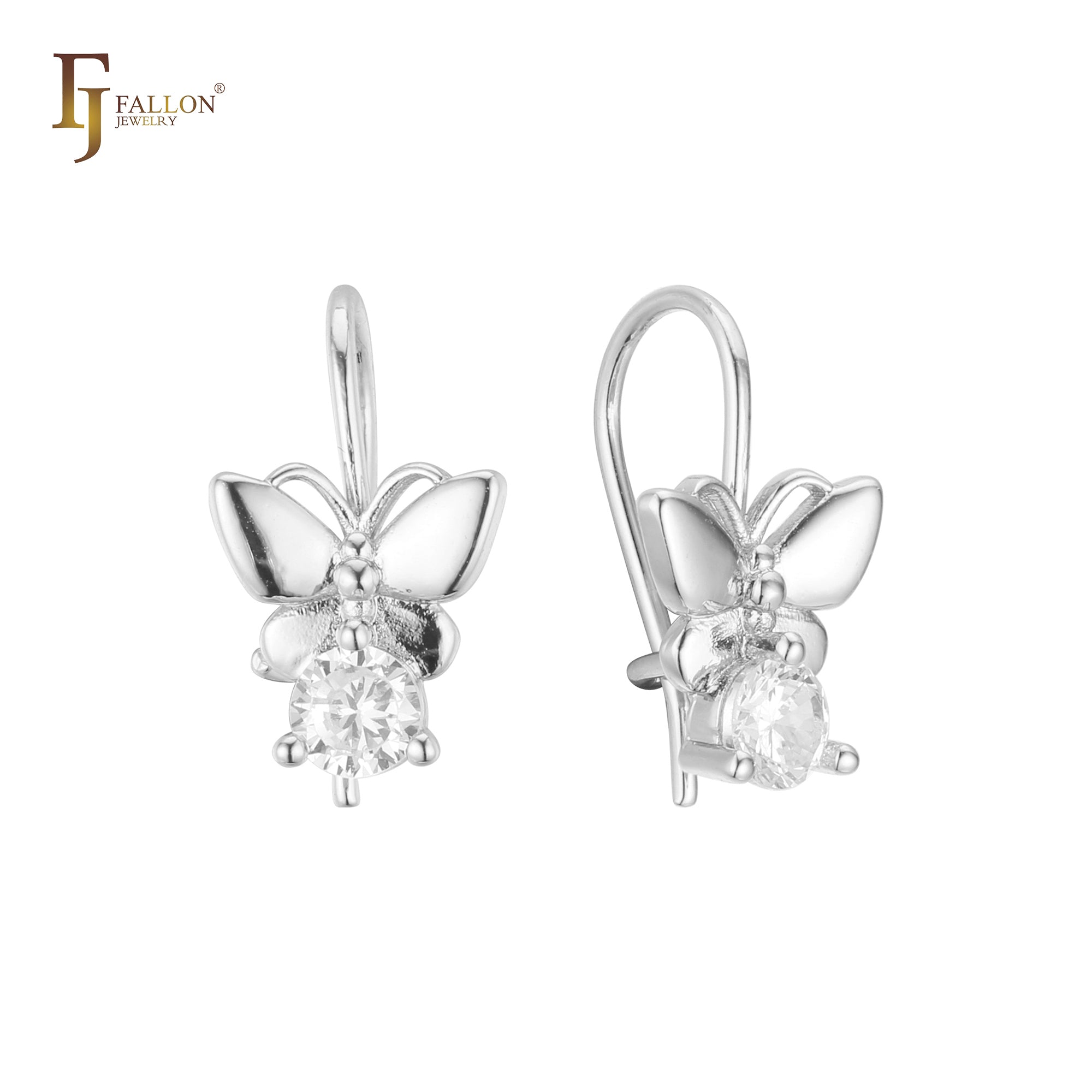 Детские серьги-крючки Butterfly Solitaire из Жёлтое золото 585 пробы с покрытием из Красное золото 585 пробы
