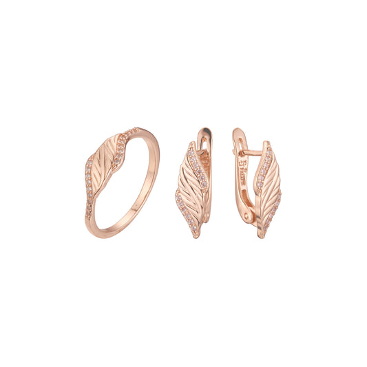 Conjunto de racimo de hojas individuales de oro rosa