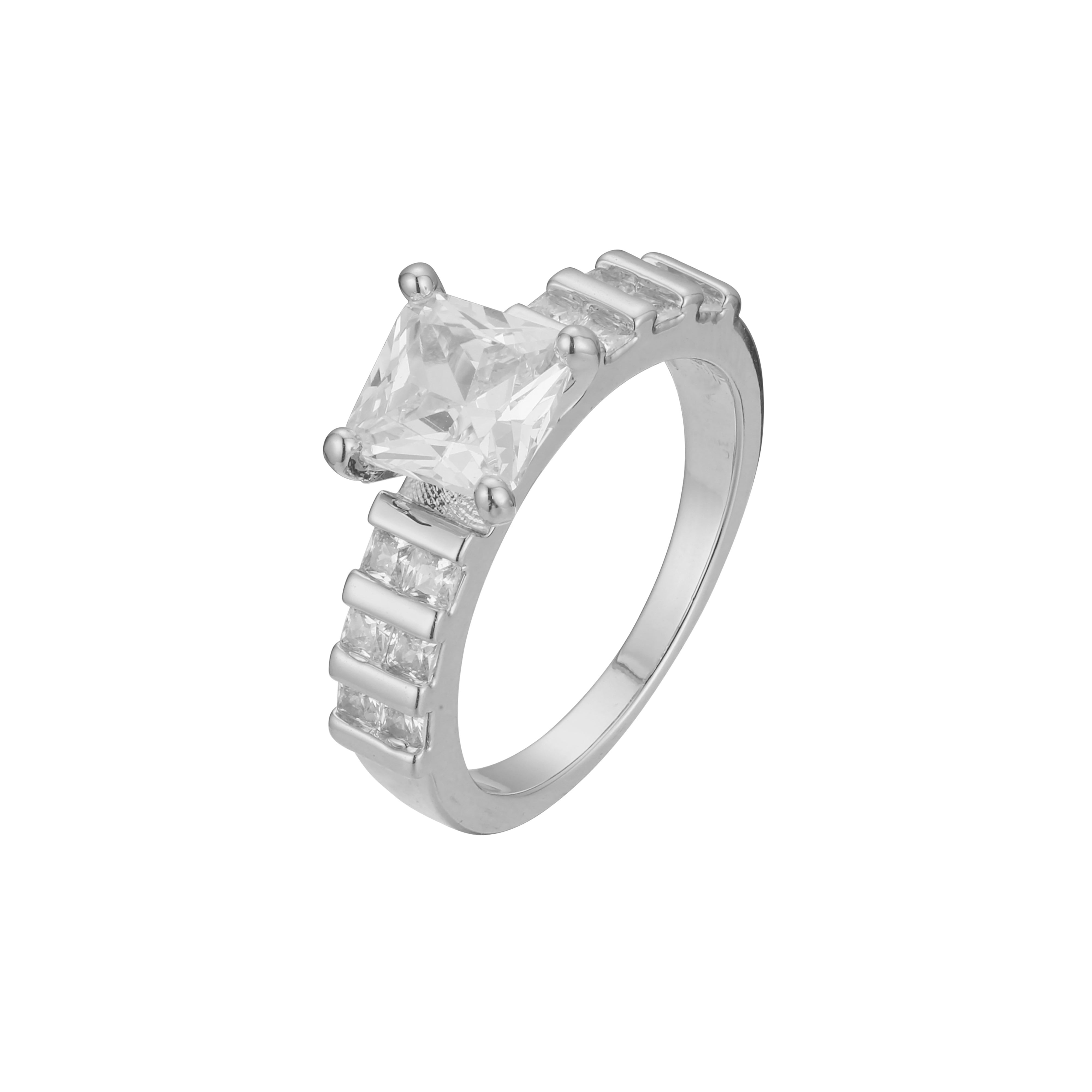 Anillos apilables de adoquines talla esmeralda en colores Oro 18K, Oro Blanco, Baño Oro 14K