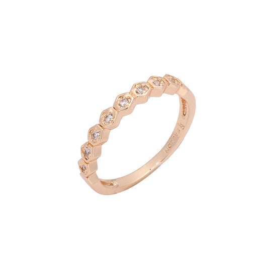 Anillos de boda de oro rosa y oro de 14 quilates con adoquines de miel
