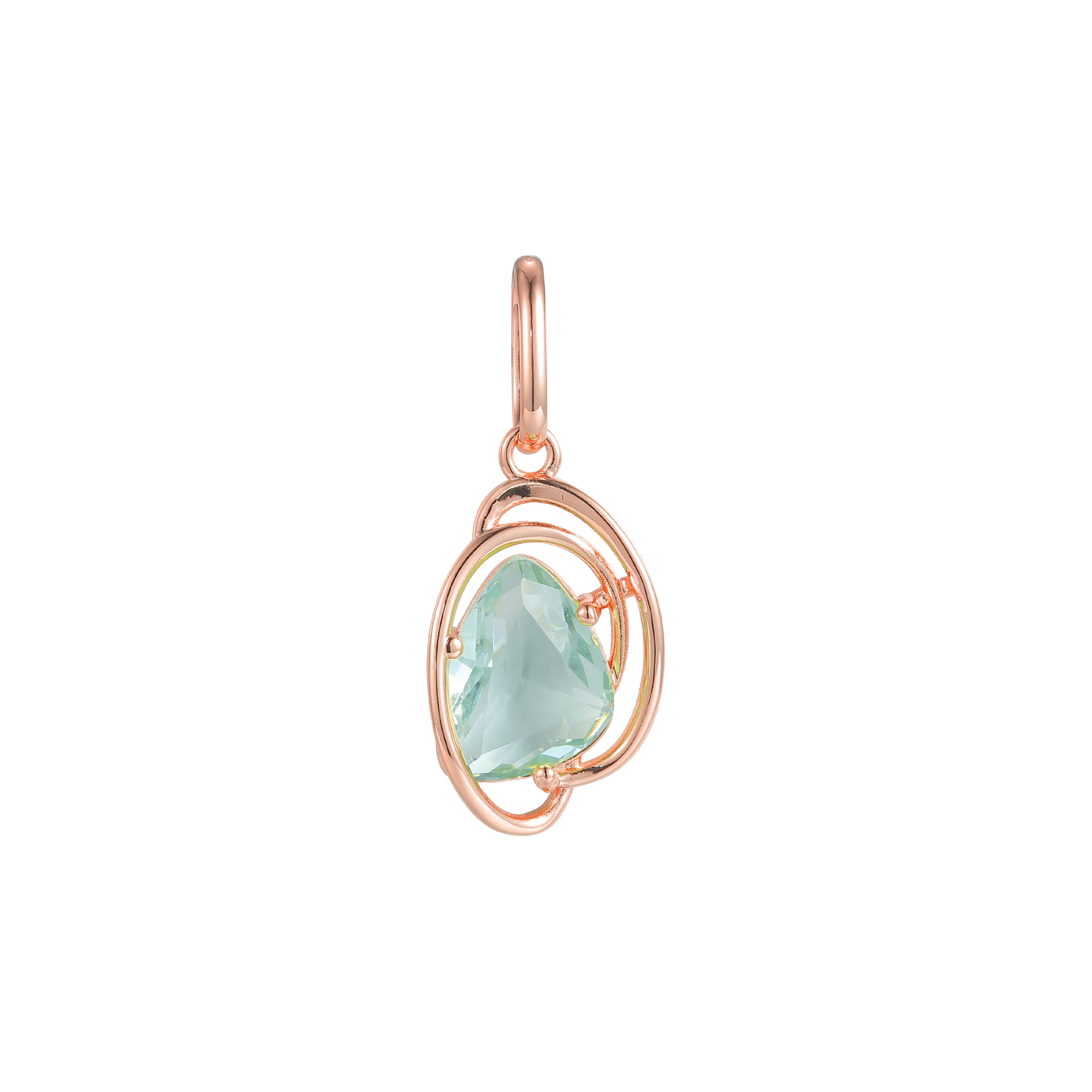 Colgante solitario de oro rosa de 14 quilates con circonita cúbica verde manzana