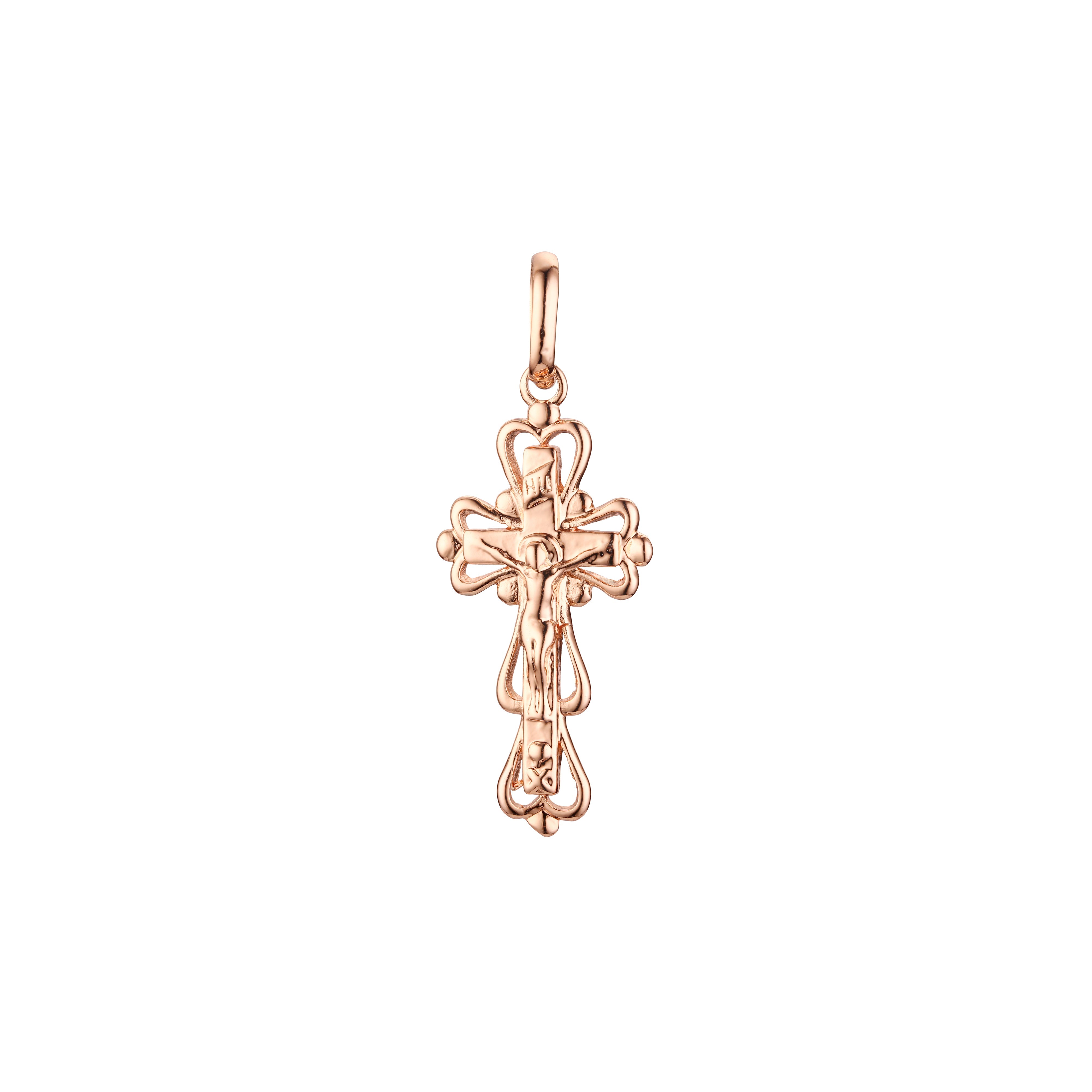 Eastern Orthodox Russian budded pendant in Rose Gold & 14K Gold plating colors