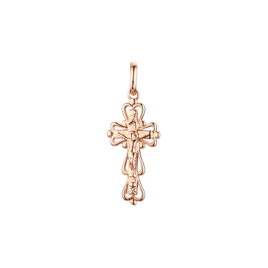 Eastern Orthodox Russian budded pendant in Rose Gold & 14K Gold plating colors