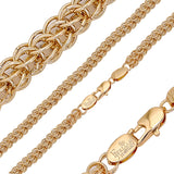 Cable de doble anillo Bismarck cadenas de eslabones rolo chapados en oro de 14 quilates, oro rosa