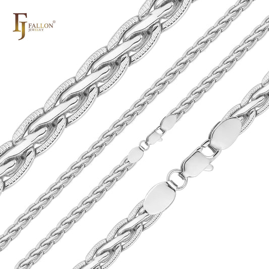 Cadenas martilladas para neumáticos de trigo Spiga bañadas en Oro Blanco