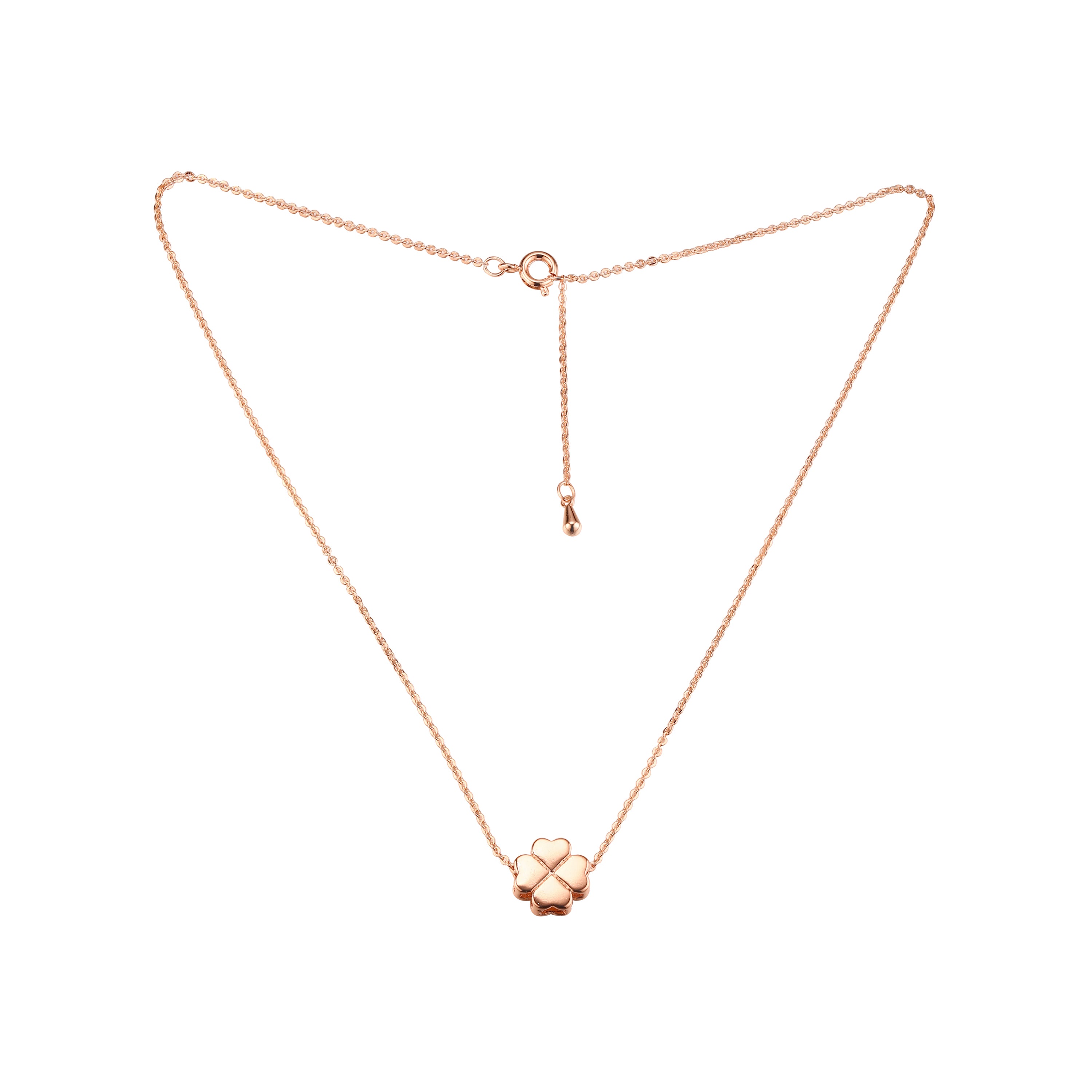 Collares de trébol de corazón de oro rosa