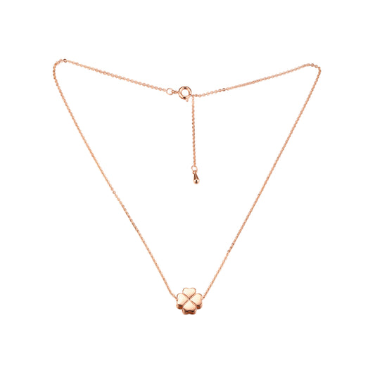 Collares de trébol de corazón de oro rosa