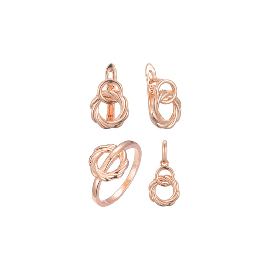 Juego de cuerdas trenzadas en espiral de oro rosa.