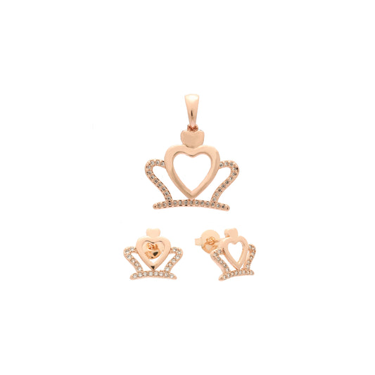Conjunto de corona de oro rosa
