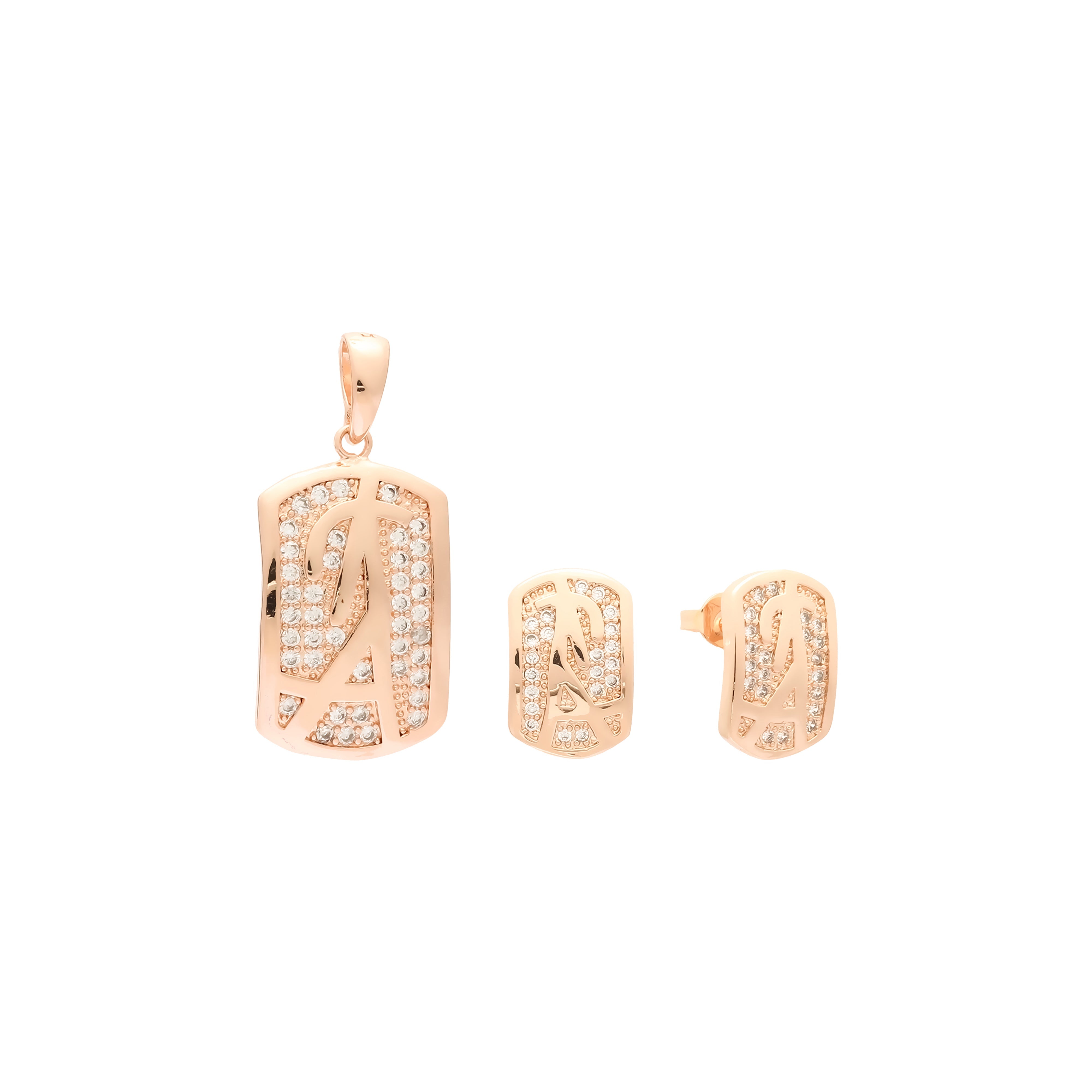 Conjunto de racimo chapado en Oro 14K, oro rosa