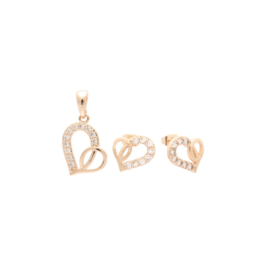 Conjunto de medio corazón de oro rosa