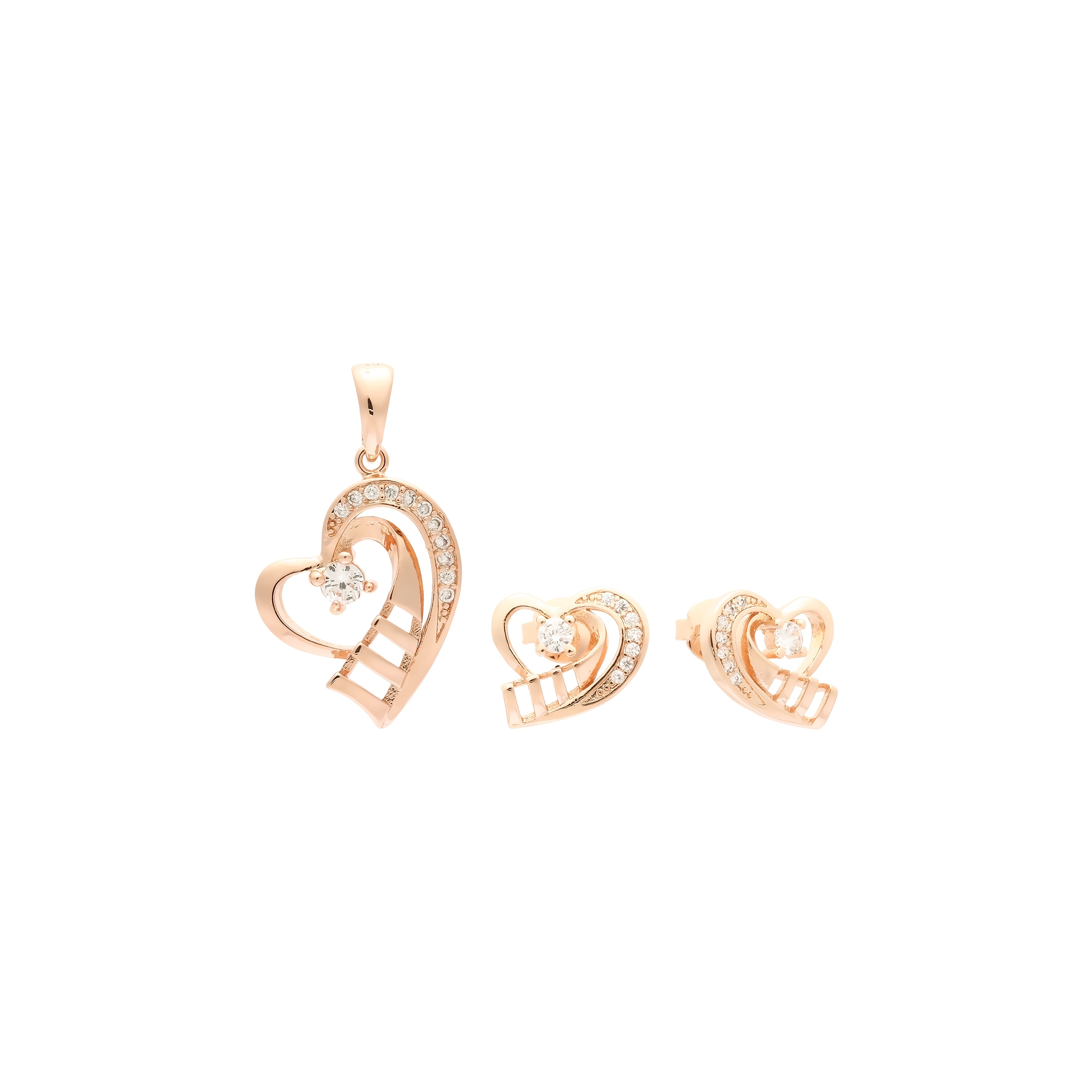 Conjunto de corazón de oro rosa