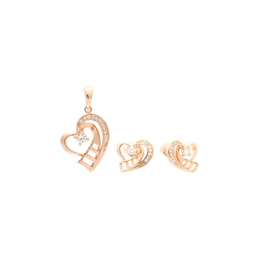 Conjunto de corazón de oro rosa